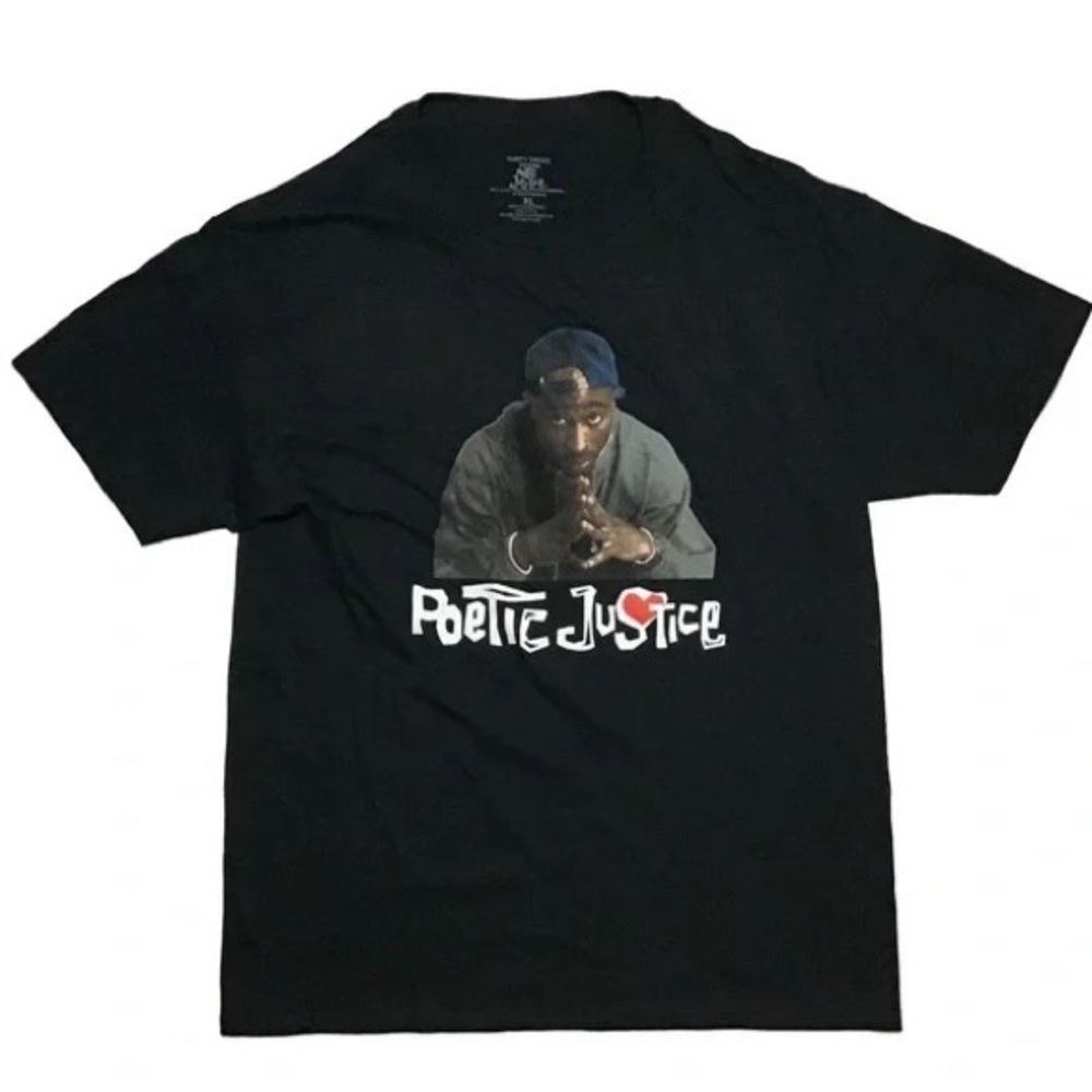Thirty Single Tupac Poetic Justice Graphic Black T-Shirt, Size Large,‎ NWT